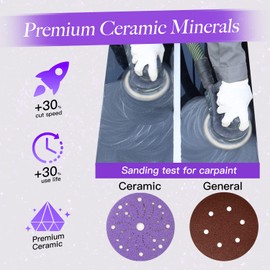 150mm Sanding Discs 50PCS Clean Sanding Discs, 320 Grit Multi-Hole Hook and Loop Sanding Disc, Long lasting, Virtually Dust-Fee for Auto body, Wood and Metal Sanding