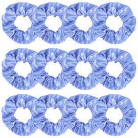 KICOSY 12 Pack Light Blue Satin Scrunchies - Gentle Hold Hair Ties for Daily Looks, Workouts, & Gifting | Soft Fabric for All Hair Types