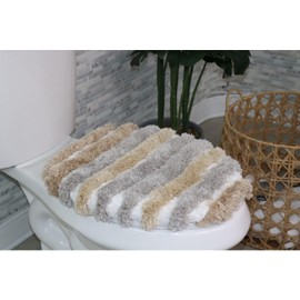 Soft Microfiber Bathroom Toilet Lid Cover, Machine Washable Seat Covers, 18x18, Stays in Place Rubber Backing, Fits Most Round, Elongated and Oblong Lids, Home Decor Accessories, Linen