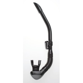 RIFFE Stable Scuba Diving and Snorkeling Dry Snorkel - Low Profile & Lightweight with Flexible Folding Vinyl Tube - Shark Fin-Shape Tip - High Quality Hinged Keeper & Purge Valve
