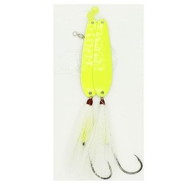 Generic SeaSnare - Fluke Pro - Original Hi-Lo Double Spoon Teaser Rig (Chartreuse Glow Spoon, 7/0 Hook White Teaser)