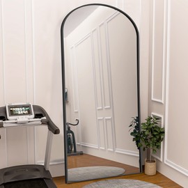 PexFix Arched Full Length Mirror Full Length Floor Mirror Floor Mirror Full Length Arched Wall Mirror Full Body Wall Mirror Sleek Arched-Top Mirror，Black，71"×24"