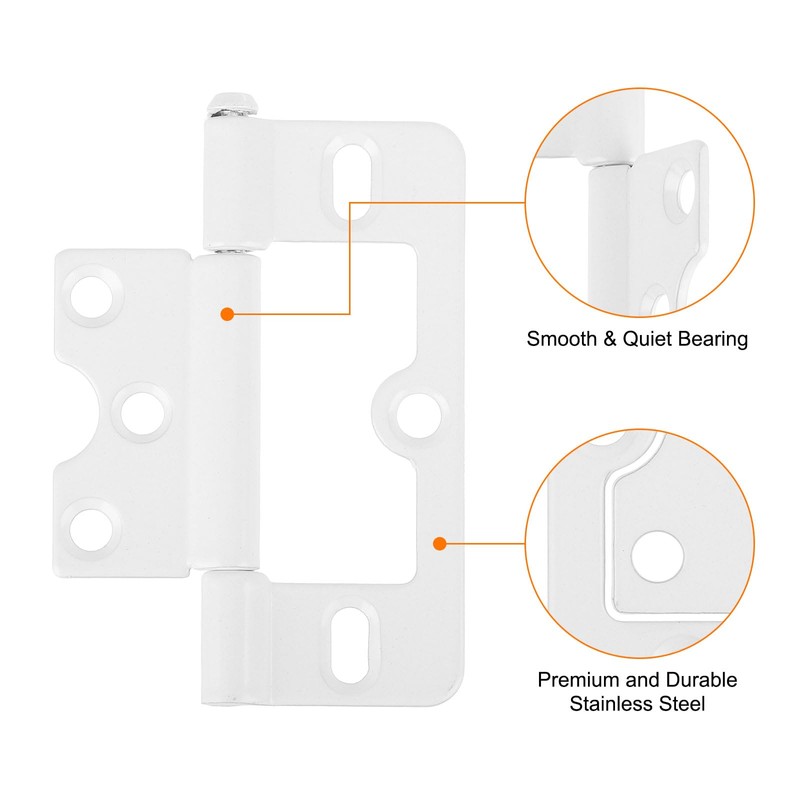 uxcell 6Pcs 3x1.4 Inch Door Hinges Non-Mortise No Noise Bifold