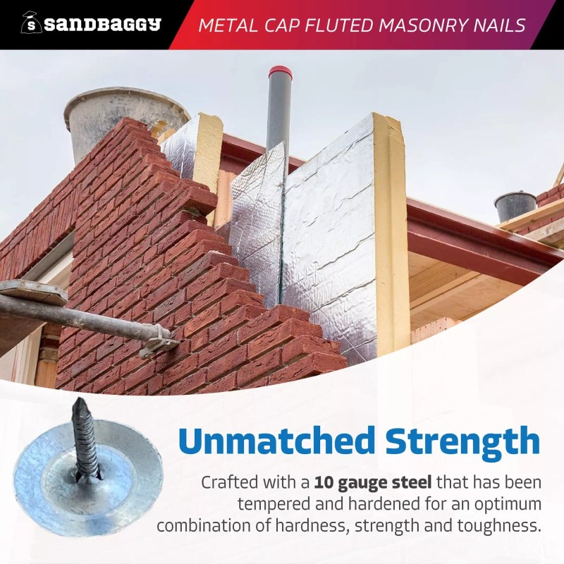 Sandbaggy 1" Metal Cap Fluted Masonry Nails - Galvanized (appx.