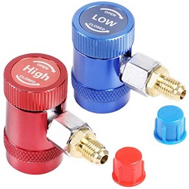 YSTOOL Automotive AC R1234yf Adjustable Quick Coupler Adapter Kit HVAC High Low Connector Conversion with 1/4 inch SAE Male Flare Work with Standard Auto Air Conditioner Manifold Gauge