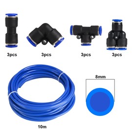 Push Air Fitting, Air Tube Connector 8mm Tubing Air Line PU Air Hose Pipe Tube for Air Line or Water Fluid Transfer 10M/32FT, Blue