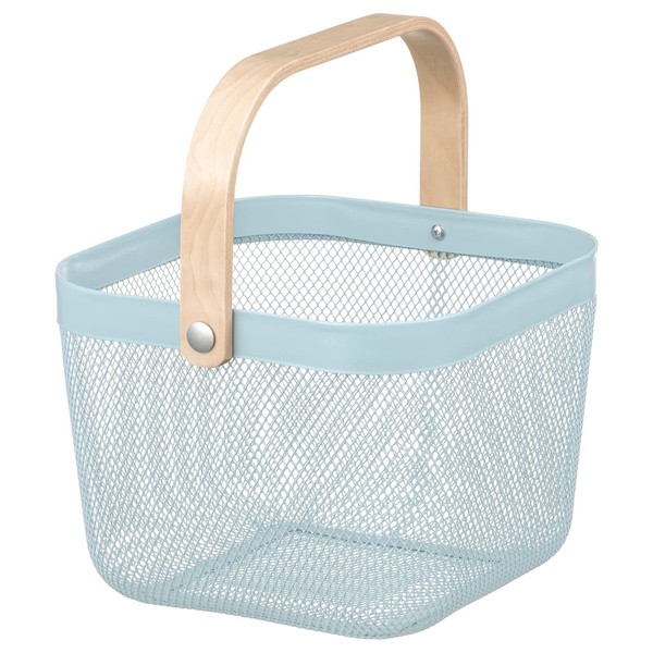 Ikea RISATORP : Basket 9.8 x 10.2 x 7.1 inches (25 x 26 x 18 cm) Pale Blue (805.200.87)