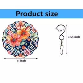 Versatility Floral Wind Spinner 10" Metal Orange Blossom Outdoor Garden Decor 3D Yard Art