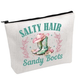 Cowgirl Makeup Bag Salty Hair Sandy Boots Cosmetic Bag Cowgirl Boots Gift Summer Beach Lover Gift (Sandy Boots B)