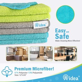 AIDEA Microfiber Cleaning Cloth-8PK, Soft Microfiber Towels for Cars, Absorbent Cleaning Rags, Lint-Free Streak-Free Wash Cloths for House, Kitchen, Window(12in.x16in.)