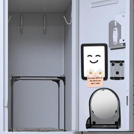 Tcevily 9 Pcs Locker Organizer Kit Includes Locker Shelf Rug Magnetic Mirror Magnetic Pen Holder Magnetic Whiteboard with Marker and Nails Locker Decoration for Back to School Supplies (Black)