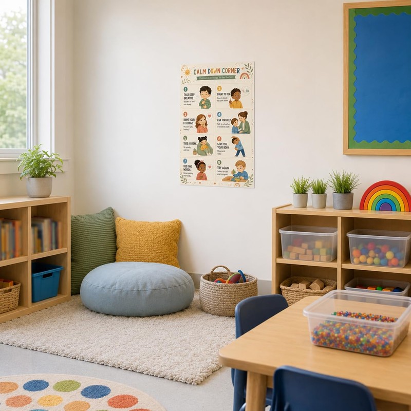VMXWLL Calm Down Corner Classroom Poster, 12 x 18 Inch