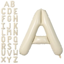 Letter Balloons Beige,40 Inch Letter A Balloons,A-Z Alphabet Name Foil Balloons,Big Single Cream Aluminum A Word Balloons Helium for Birthday,Anniversary,Baby Shower,Wedding Party Supplies Decorations
