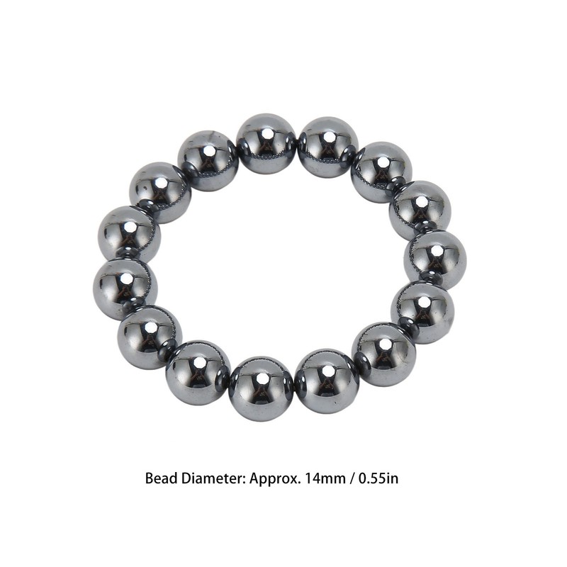 14mm Terahertz Stone Bracelet Promote Circulation Round Beads Chian Bracelet