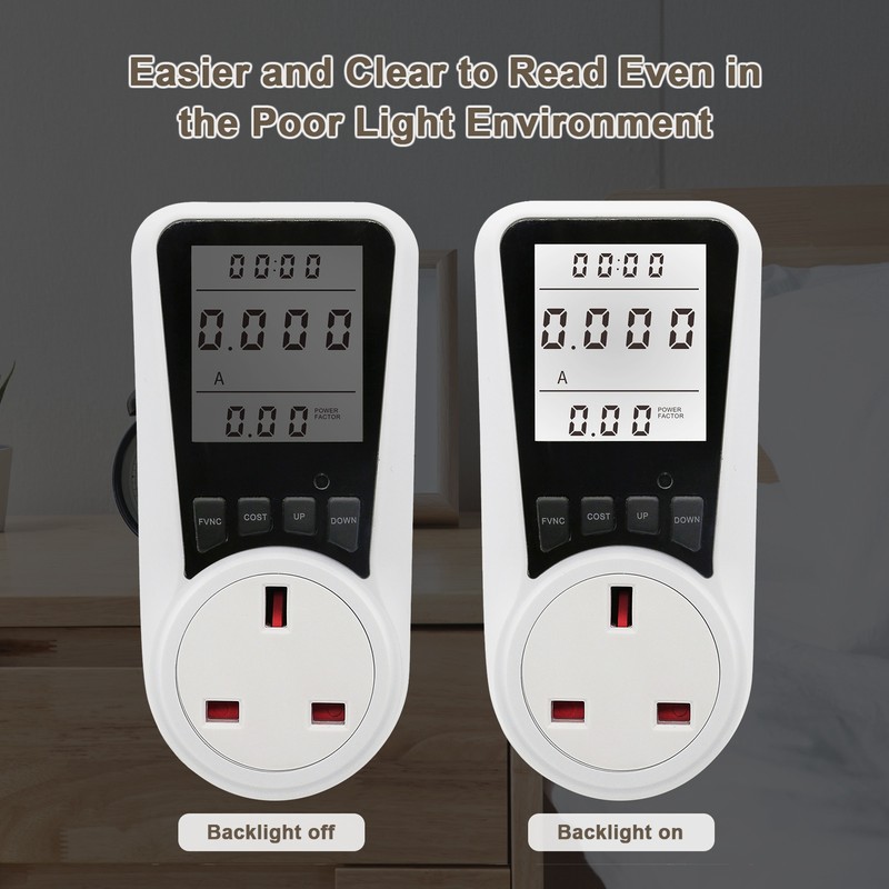 LCD Display Electricity Usage Power Meter Socket Energy Watt Voltage