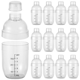 12 PCS Clear Cocktail Shakers, 350 cc/ 12 oz Plastic Shaker Bottle with Strainer, Bartender Tool Scaled Drink Mixer for Bar Party