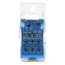 Uadme DIN Rail Junction Box, Universal Connection Box, Electrical Connection Block, for Power Distribution Cabinets, Distribution Boxes and Various High Voltage Cabinets, 690 V 125 A (Blue)
