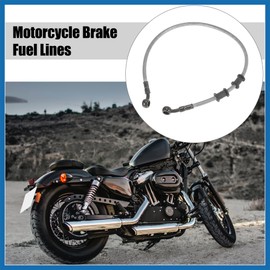 A ABSOPRO 60cm 23.62" Motorbike Braided Brake Clutch Oil Hose Line Silver Tone Item Replacement