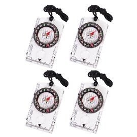 4 Pcs Outdoor Compass with Adjustable Declination,Magnifier,Ruler,Scale. Multifunctional Orienteering Waterproof Compass for Map Reading, Navigation, Hiking