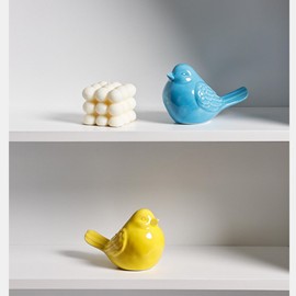 CEIERPH Ceramic Birds Statues Figurines, 1 Pair, Home Decor Animal Sculptures Ornaments for Shelves, Desktop, Living Room, Bedroom