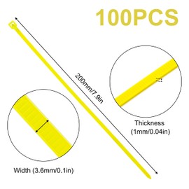 GUNGY Cable Ties 200 x 3.6 mm Yellow Cable Ties UV Resistant Heat Resistant Tensile Strength 18 kg for Cable Management Gardening Workshops Pack of 100