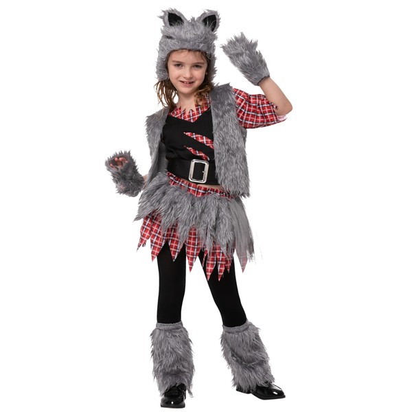 Spooktacular Creations Werewolf Kids Costume, Wild Werewolf Costume Kids in Vest Style for Girls in Halloween Parties, Cosplay-XL(12-14yr)