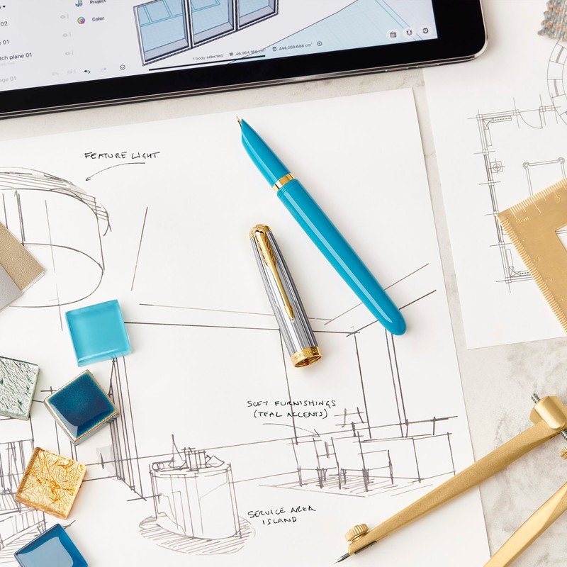 PARKER Ballpoint Pen 51 Premium Turquoise G.C. M Ink Colour