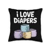 I Love Diapers Stack Cute Humor Fun Throw Pillow