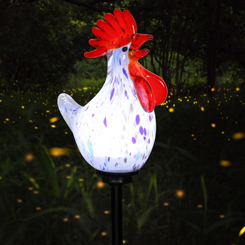 Afirst Decorative Solar Lights Outdoor Solar Rooster Stake Lights Hand