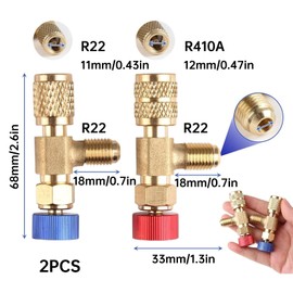 Jiavlyx 2 Stück Kältemittel Sicherheitsventil, 1/4''-5/16'' Klimaanlagen Sicherheitsventil,Klimaanlagen-Durchflussventile, Effektiver Schutz Gegen Kühlmittelverlust, Für Adapter R22/ R410 Anschlüsse