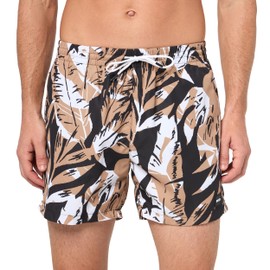 BOSS Piranha Swim Trunks, Black/Camel Floral, XXL