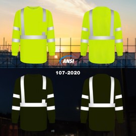 TCCFCCT Hi Vis Long Sleeve High Visibility Shirts for Men & Women, Work Shirts for Construction & Surveyors, Meets ANSI, LC-Yellow, 3pcs XL