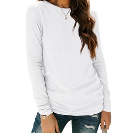 AUTOMET Spring Tops Womens Long Sleeve Shirts Workout Plus Size Tees Fall Outfits Clothes 2025 01white L