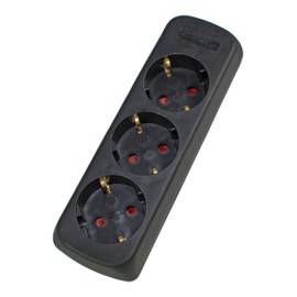 as – Schwabe 3-fach Steckdosenleiste Schwarz 230V/16A - ohne Zuleitung - Steckdosen 45° gedreht - Erhöhter Berührungsschutz - Für Wandbefestigung geeignet - geschraubt - Mehrfachsteckdose Innen, 11732