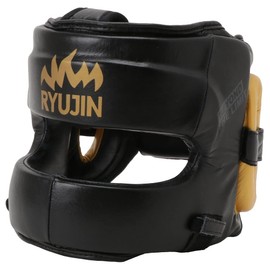 RYUJIN Genuine Leather Full Face Headgear (Velcro Closure) // Boxing Head Guard Sparring Headgear (Large/X-Large)