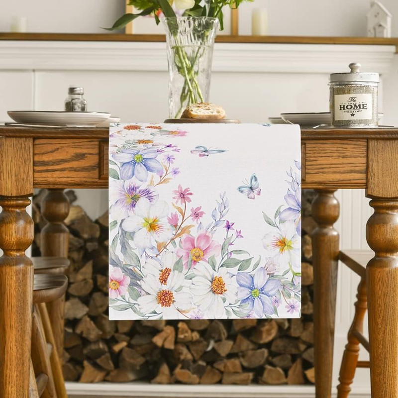 Floral Table Runner Perfect for Memorial Day, Spring Holidays, Easter