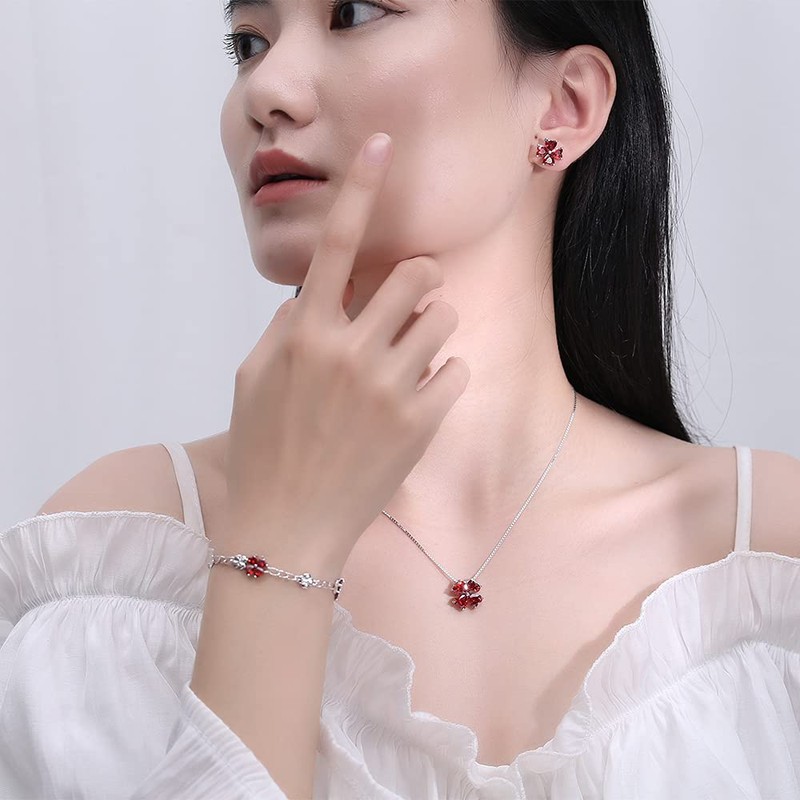JIANGXIN 925 Sterling Silver Birthstone Chain Link Bracelet for Women