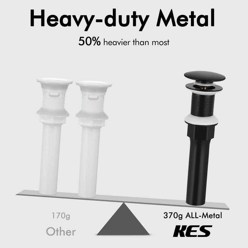 KES Black Pop Up Drain Stopper for Bathroom Sink, Sink