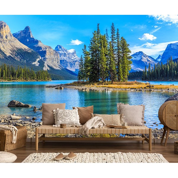 Toolhom Nature Landscapes Mural Wallpaper Lake Mountain Tree Wall Mural