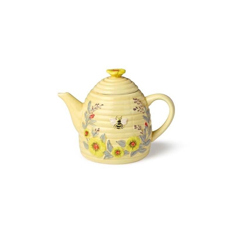 Bee Sweet 32 oz. 3-D Beehive Teapot Ceramic,Multi Colored