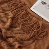 Counfeisly Fluffy Knitted Fringe Rust Orange Throw Blanket, Lightweight Soft
