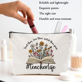 Teacher Appreciation Gifts Makeup Bag Toiletry Cosmetic Bag Best Teacher Gifts for Teachers, Teacher's Day Birthday Gift, Makeup Pouch Zipper Bags, Organizer, Cosmetic Pouch Toiletry