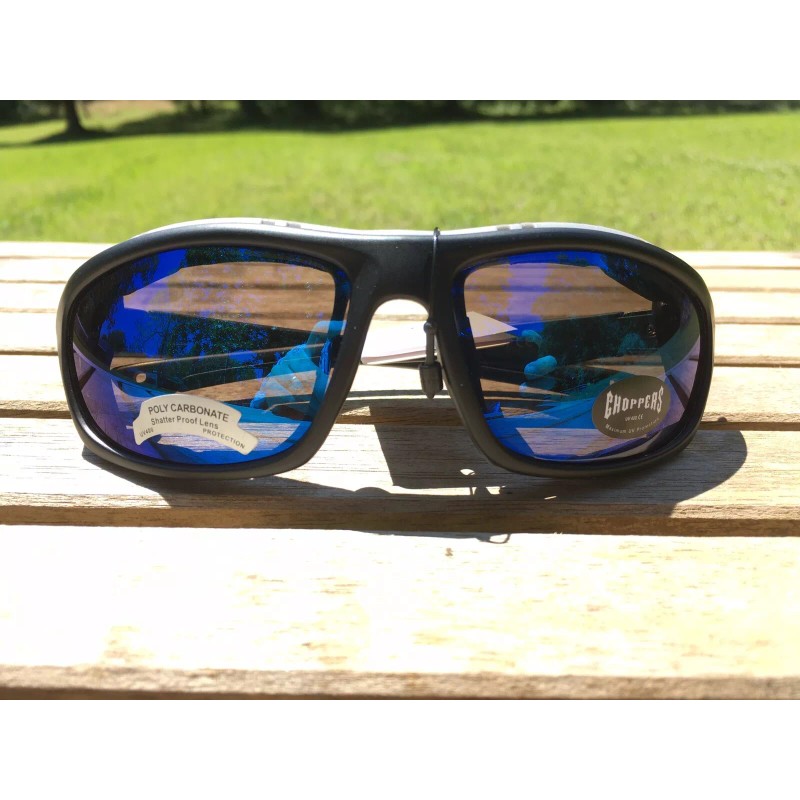 Choppers CP92804 Padded Foam Sunglasses Motorcycle ATV Glasses Black Mirror