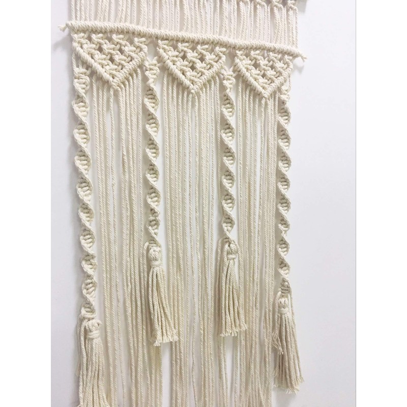 Winterdemoon Handmade Cotton Home Decor Macrame Wall Hanging Beige