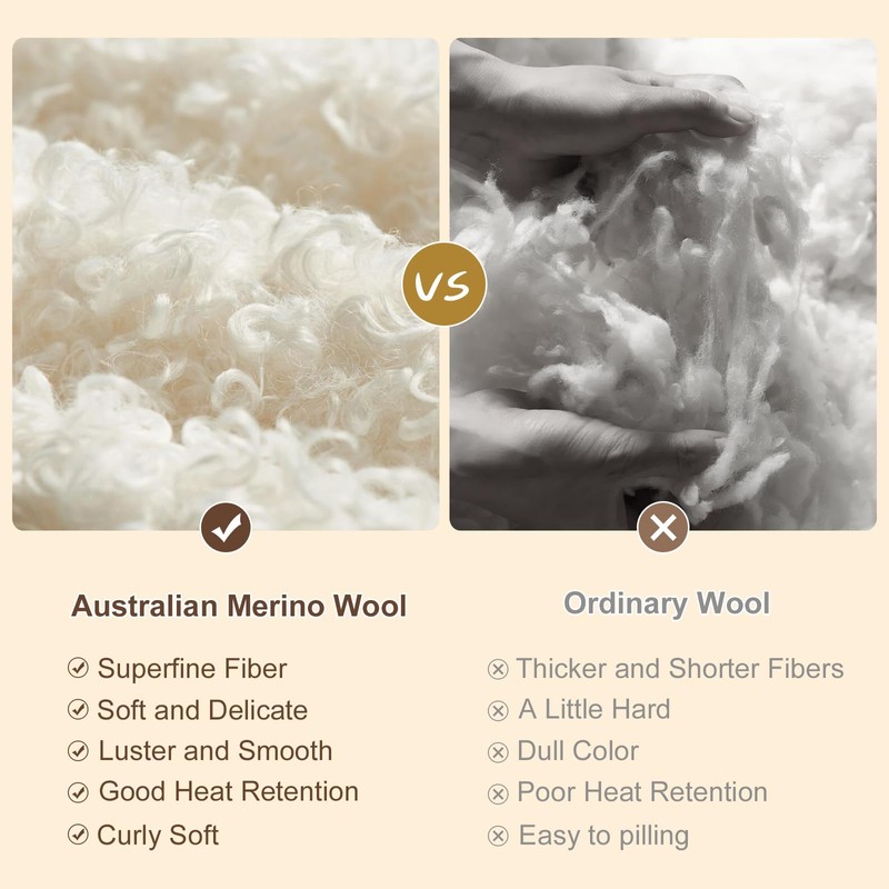YOUR MOON 100% Pure Wool Blanket King Size, Australian Organic