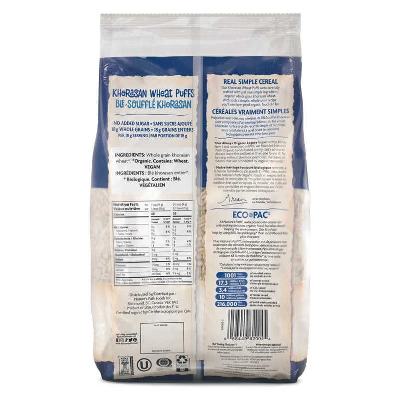 Natures Path Organic Khorasan Wheat Puffs Cereal, 6 Oz