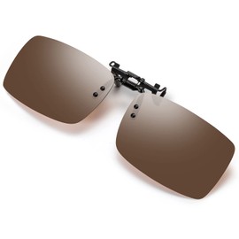SOXICK Clip-on Sunglasses, Over Glasses, Polarized Sunglasses, Flip-up, Front Hanging, Polarized Lenses, Braun