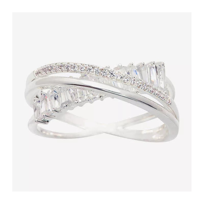 Silver Anillo De Plata Pura Sobre Latón Con Zirconia Cubica