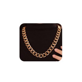 Chargances Punk Chunky Cuban Chain Necklace Simple Gold Curb Link Chain Choker Fashion Thick Bold Collar Hip Hop Chain Jewerly for Women and Girls (Gold)