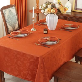 MATIRUG - Mantel rectangular para otoño, 52 x 70 pulgadas, sin arrugas, suave, a prueba de derrames, para fiestas, día festivo, cosecha, cena, color naranja oxidado/quemado